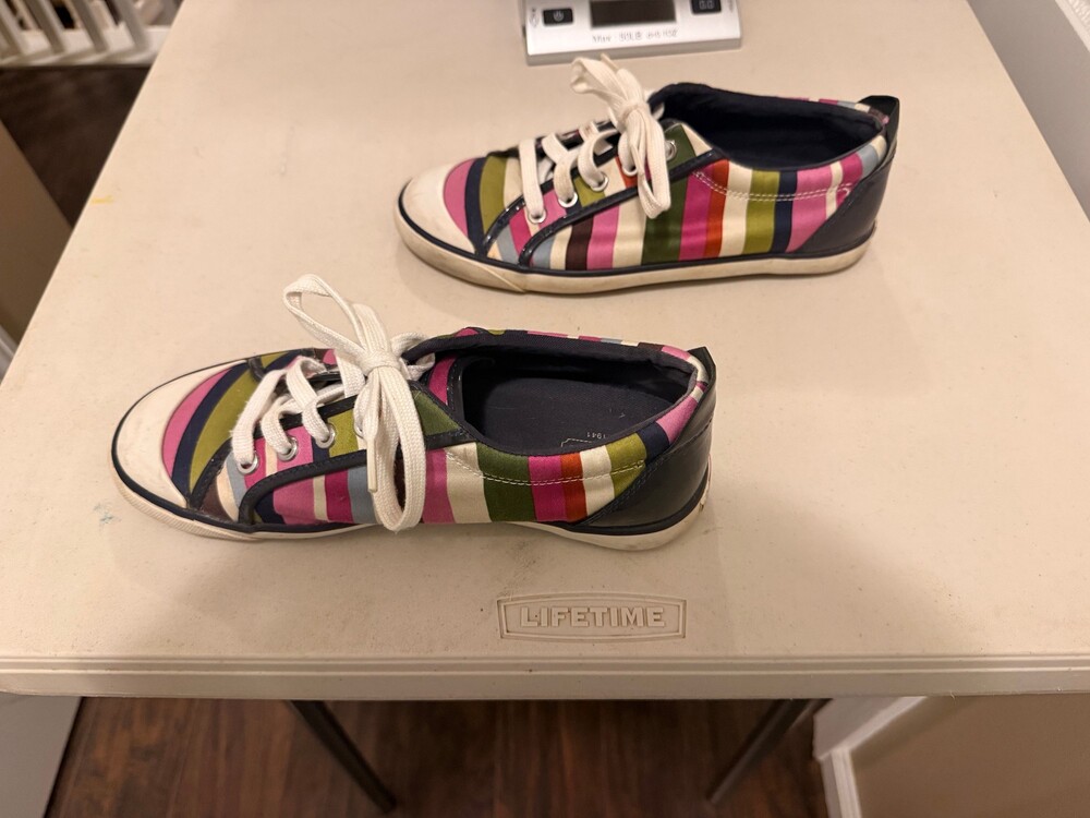 Coach Multicolor Striped Sneakers Size 8 1/2 Women's Casual Shoes - Picture 3 of 8
